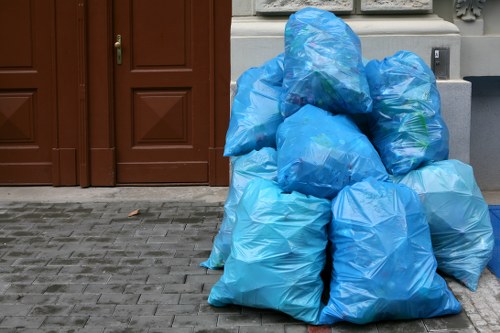 Safety measures around a skip hire area in Aldgate