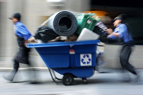 Professional team handling demolition waste removal